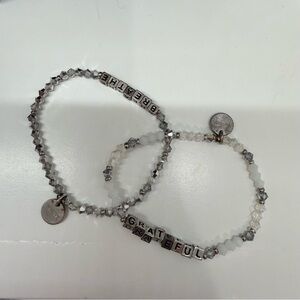 Beaded 'Grateful' and 'Breathe' Stretch Bracelet Set